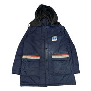 Vintage USPS Letter Carrier Hooded Parka Jacket Quilted Men's Small ASSC